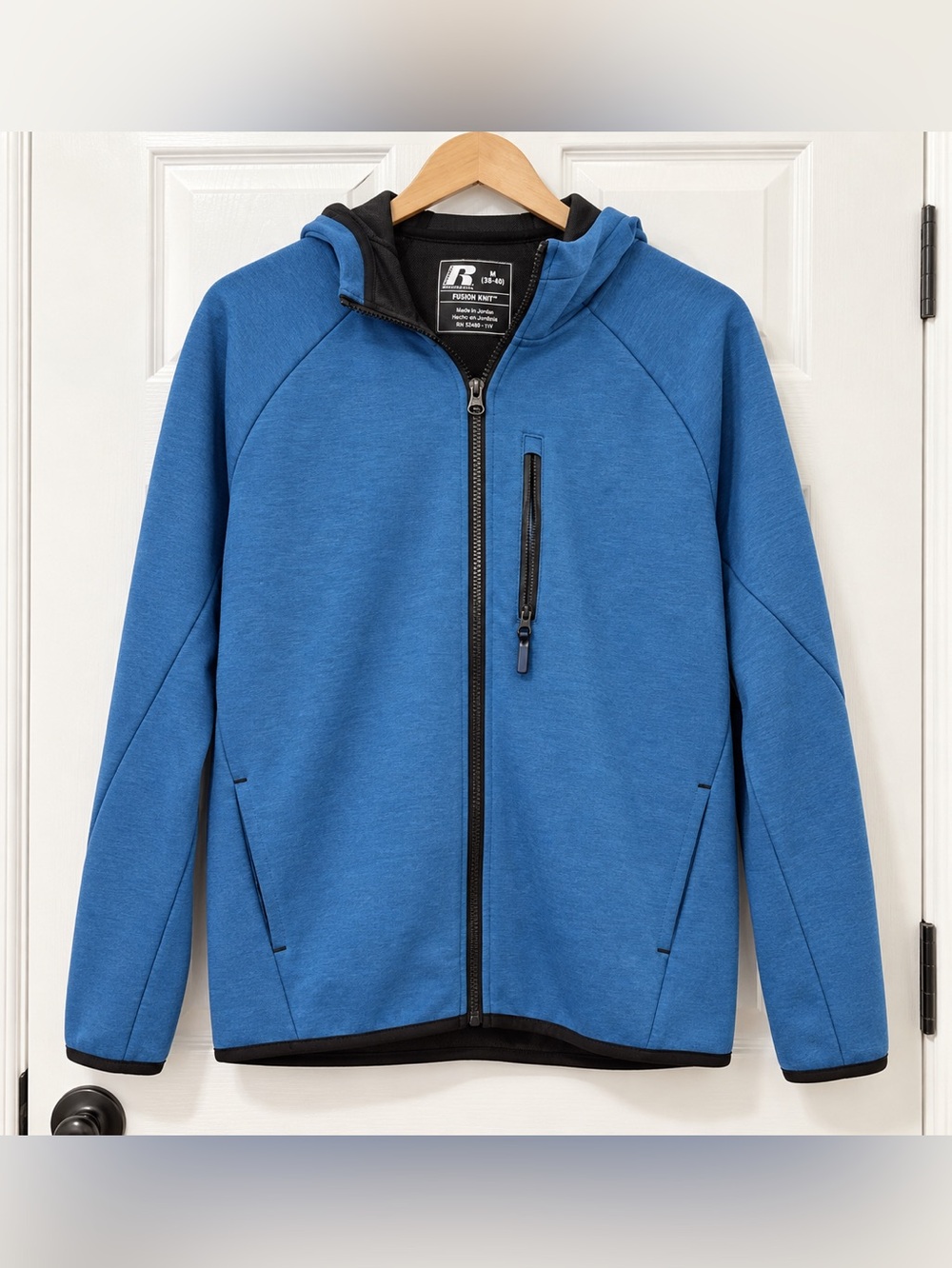 Russell Athletic Mens M Fusion Knit Full Zip Hoodie Jacket – Blue